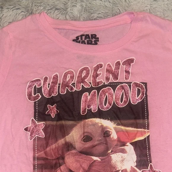 Star Wars Girls The Mandalorian The Child Yoda Cotton T-Shirt / White - Picture 4 of 8